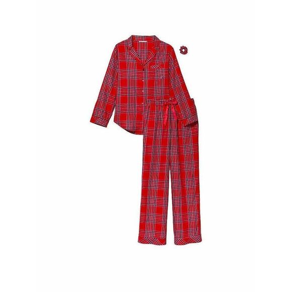 NWT VICTORIA'S SECRET S,M,XL PJ SET sleepwear flannel red PLAID black CHRISTMAS - Picture 2 of 3